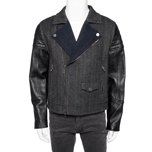 VALENTINO New 52 Biker Jacket Leather Angora